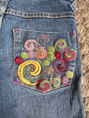 Vigoss Blue Skinny Jeans with Multicolor Swirl Embroidered Pocket